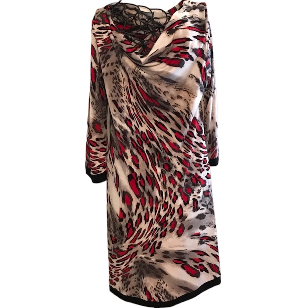 Laura Max Leopard Print Dress | Neck Wear Multiple Ways Ladies Size Medium EUC